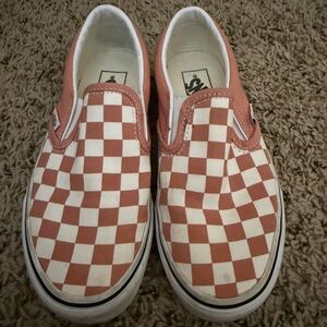 Vans Women's Checkerboard Slip-On Sneakers - Pink and White